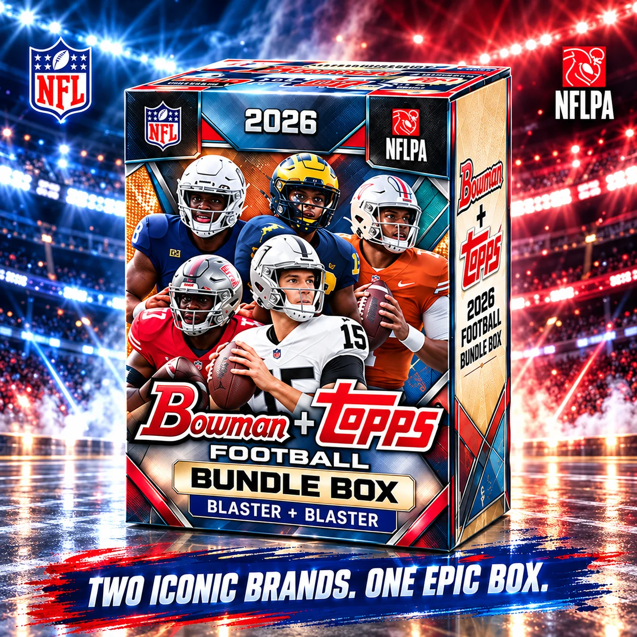 2026 Bowman Football Blaster Box With 2026 Topps Football Blaster Box, 132 Cards NFL Football Trading Cards Bundle, Look for NIL And NFL Autographs, Rookie Cards, Short Print Inserts, Retail Exclusive Parallels And Relic Cards