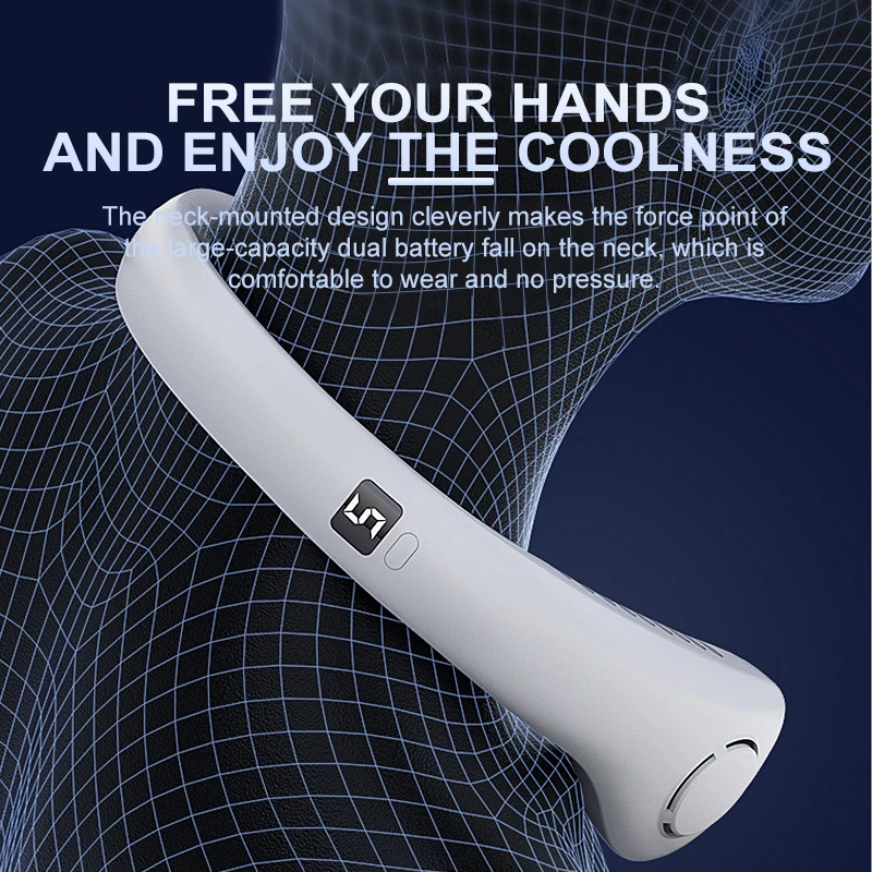 Portable Hanging Neck Fan 3000mAh Rechargeable USB Mini Fan Bladeless Outdoor Air Cooling Wearable Neckband Fan Personal Fans