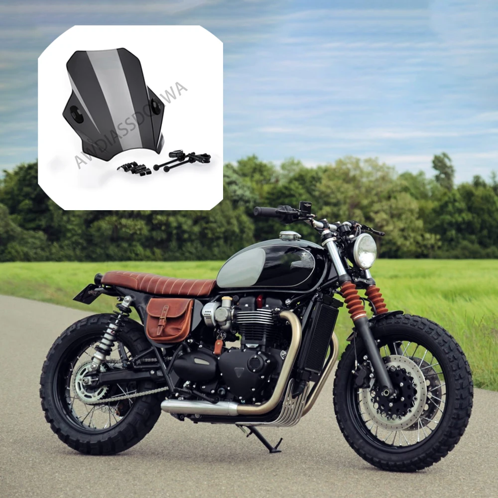 For Triumph Bonneville T100 T120 Speed ​​Twin Street Scrambler Motorcycle High quality ABS plastic Adjustable Windshield Bat