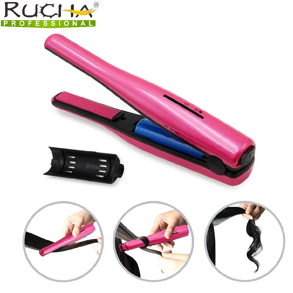 USB Mini Hair Straightener Ceramic Iron Li-ion Rechargeable Battery Portable Travel Hair Straights and Curles Hairdressing Tool