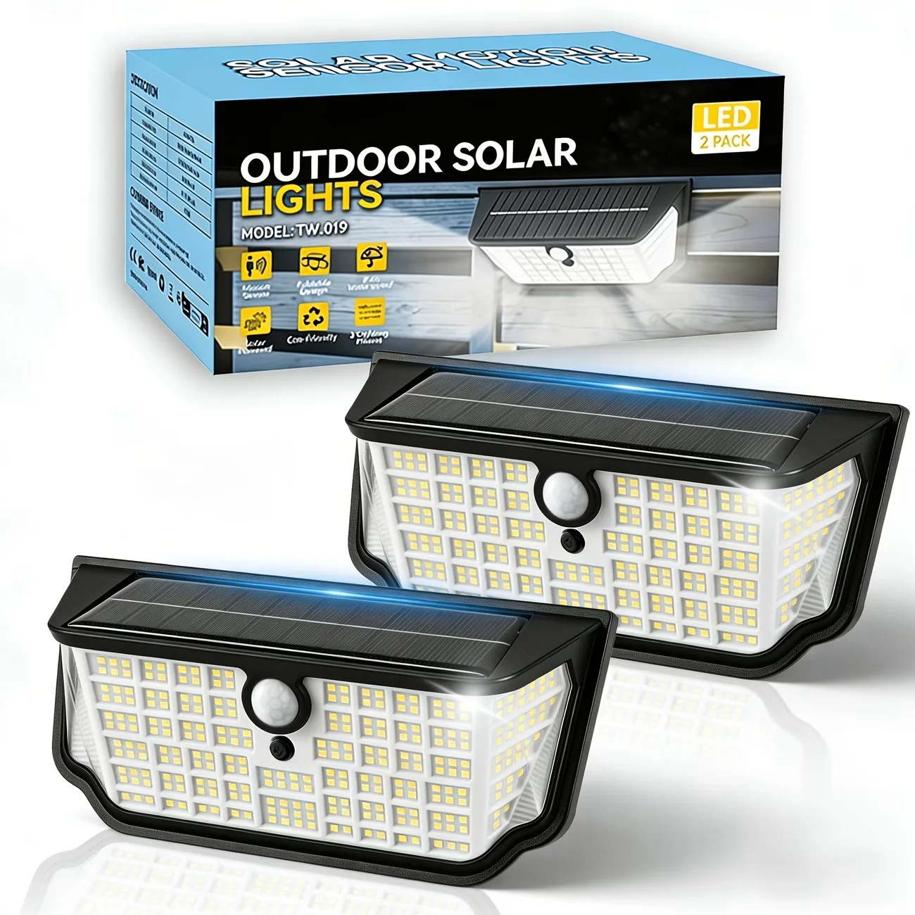 Solar Lights Outdoor Waterproof, 300° Angle & 3 Lighting Modes Motion Sensor Outdoor Lights, 326 LED Solar Security Flood Lights for Fence Wall Deck Yard Front Door Garden Garage