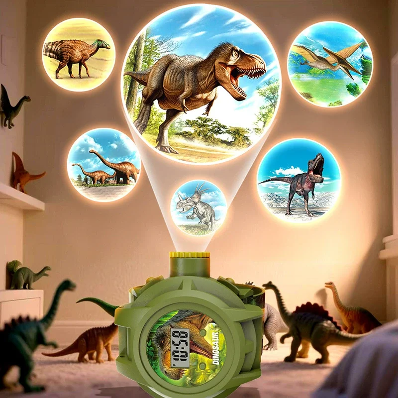 Dinosaur Projection Watch, Children's Glowing Toys, 24-Picture Flashlight, Camera, Christmas Gift, Early Education