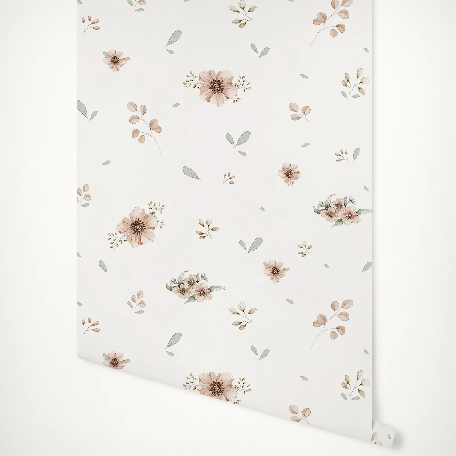 

FLOWER MINI WALLPAPER , Soft Pink Floral Wallpaper, Blooming Flowers Wallpaper in Light Back