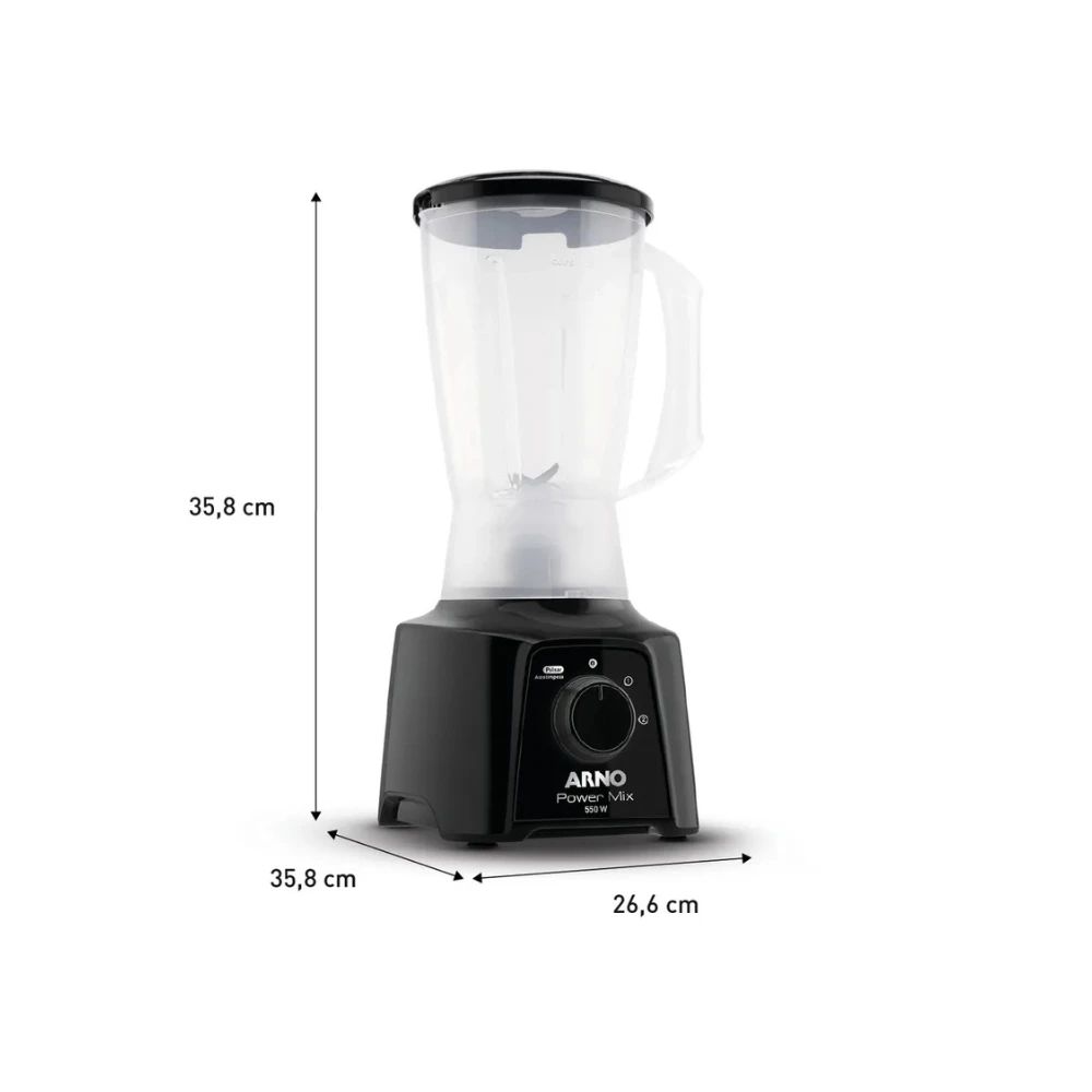 Arno Power Mix Blender LQ10 550W 2L 2 Speeds Black 127V