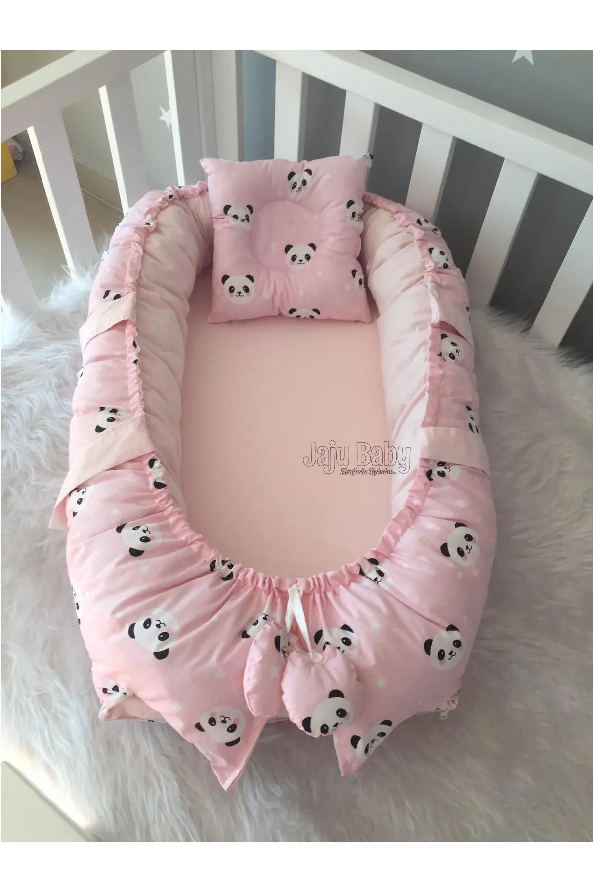 Handmade Powder Panda Design Luxury Orthopedic Babynest