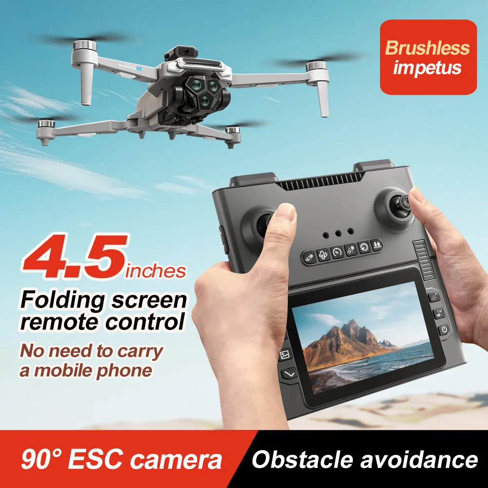 M66MAX Drone 8K Professional HD Dual Cameras Screen Remote 5G WIFI Brushless Motor Obstacle Avoidance Foldable Quadcopter Toys