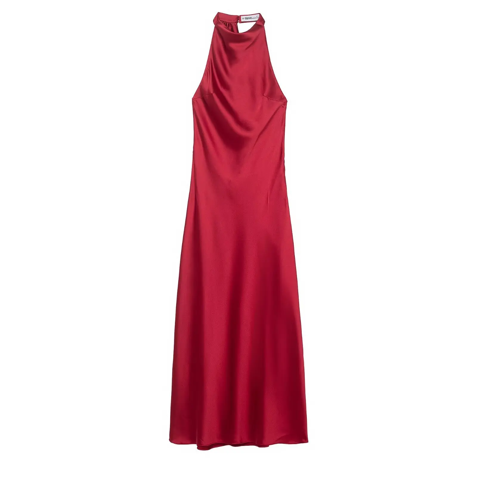 امرأة الصيف موضة بلا أكمام مثير عارية الذراعين الرسن طوق الحرير الساتان الملمس فستان طويل أنثى أنيقة شيك مأدبة فستان #3