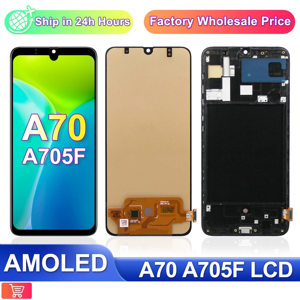 

AMOLED A70 Display, For Samsung Galaxy A70 LCD Display A705 A705F Touch Panel Digitizer For Samsung A70 A705 Screen Replacement