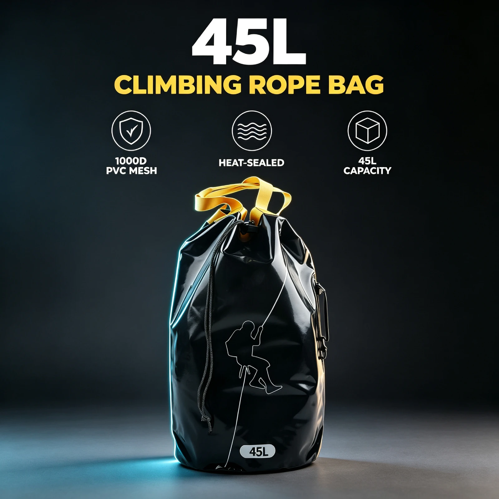 Climbing Rope Backpack Heat-Sealed Climbing Rope Bag Mesh Material Drawstring Opening for Canyoning Outdoor Climbing Containe