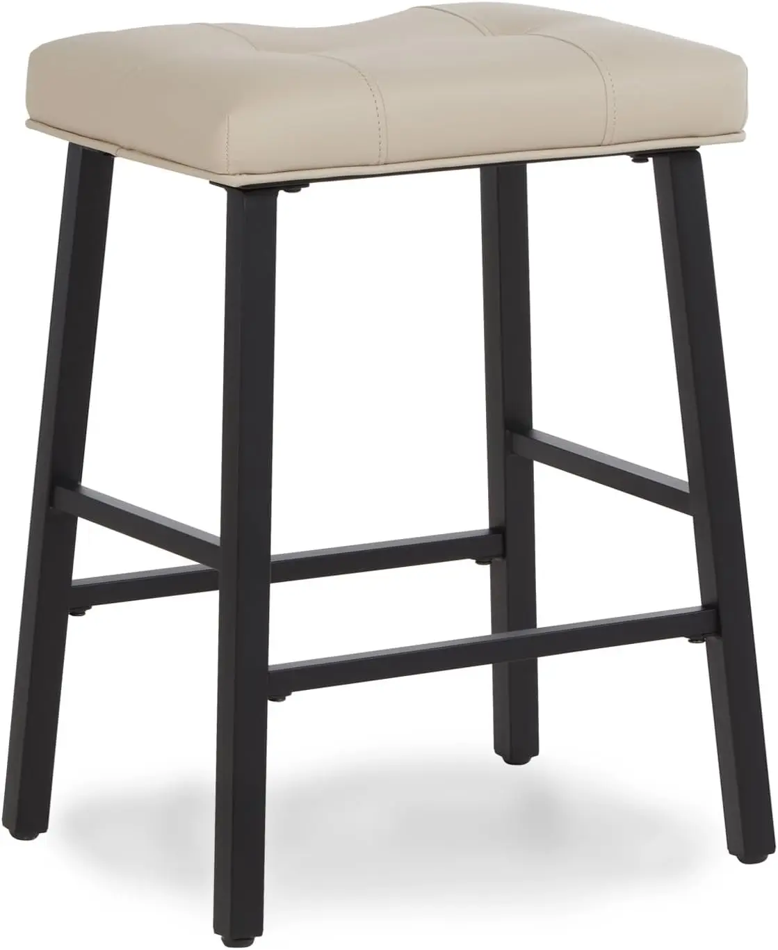 24 Inch Bar Stools Set of 2, Backless Counter Height Bar Stools, Upholstered Kitchen Barstools with Metal Base