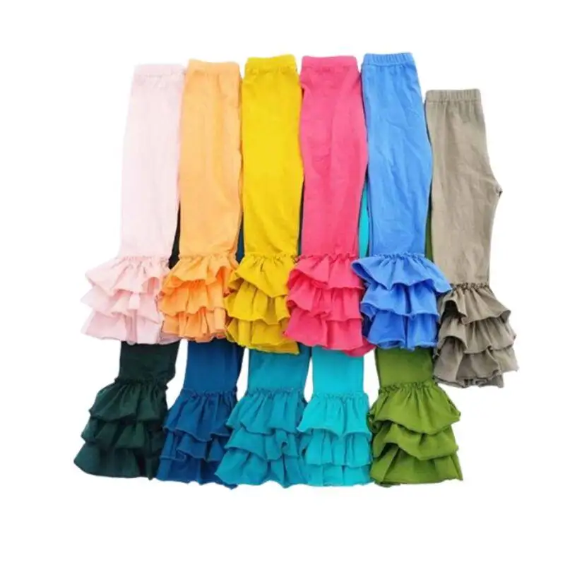 

Одежда для маленьких девочек, детские однотонные хлопковые штаны, брюки для детей 1–12 лет, детские штаны с рюшами для маленьких девочек, расклешенные брюки