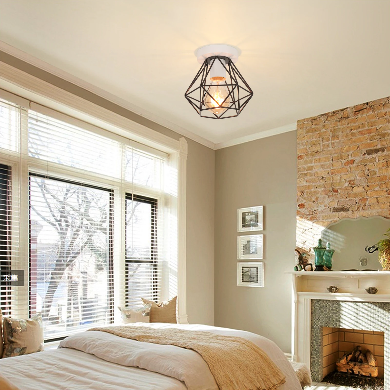 

Industrial Style Geometric Iron Pendant Light - Creative Vintage Bedroom And Study Art Lighting Fixture