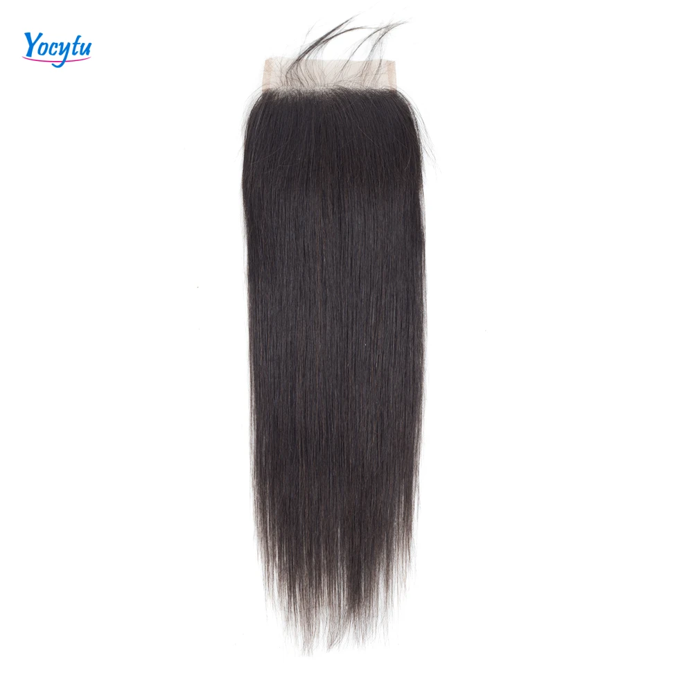 YOCYTU 4X4 Straight Human Hair Closure HD Transparent Lace Closure Only Brazilian Weave Human Hair Free Part Lace Closure 18 22 Inch Lace Closure