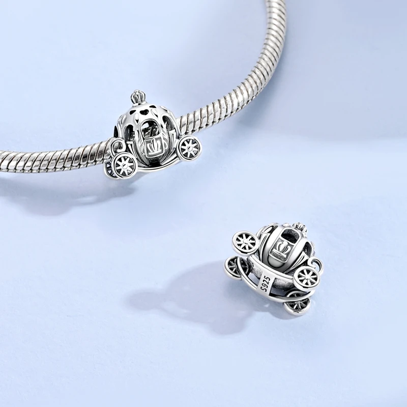 Charms-Anhänger Original 925 Sterling Silber Kürbiskutsche Prinzessin Ballettschuh Charm-Perle Passend für Armband Damen DIY Schmuck Geschenk – Detail 2