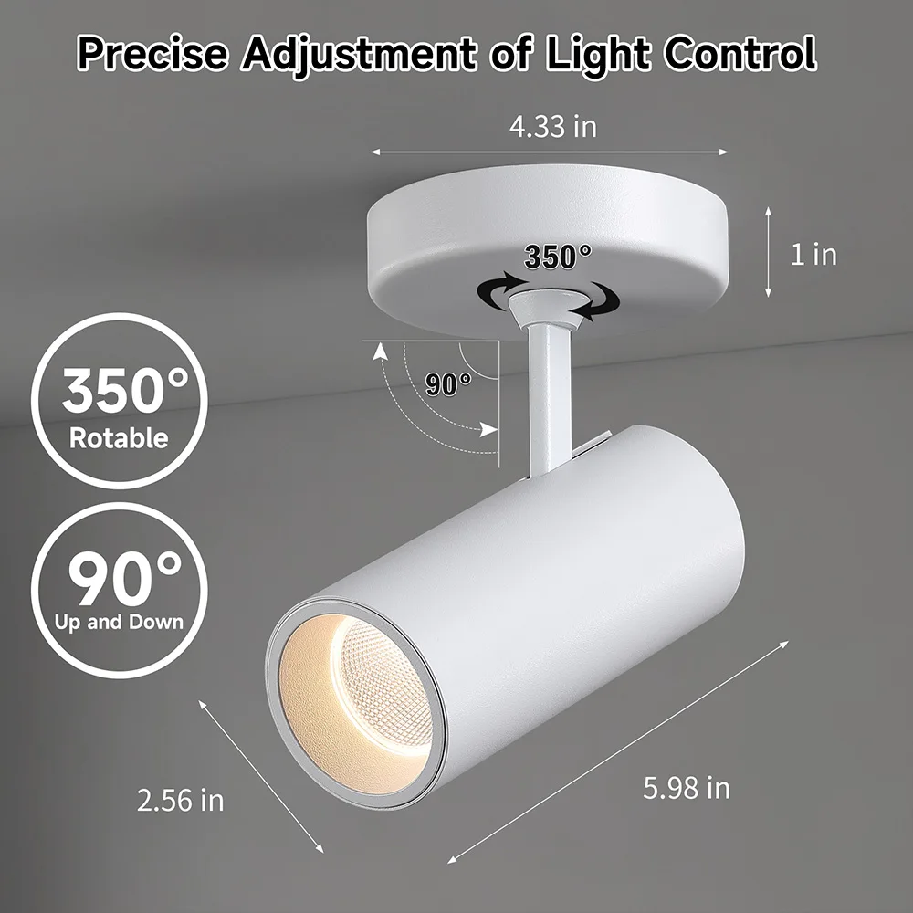 Opulux 9W LED Ceiling light Spotlight Adjustable Angle 90° CRI97 Anti-glare For Gallery Backgroud Wall Living Room Bedroom