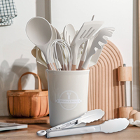 Kitchen Cooking Tool 12Pcs Food Grade Silicone Cookware Utensils Spatula Spoon with Wooden Handle,Kitchenware Gadgets Sets