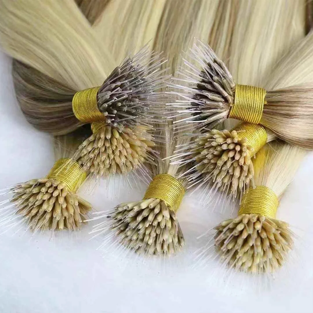 Plastic Nano-Ring Human Hair Extensions Remy European Human Hair Extensions, Cuticle-Aligned Hair, Natural Trimming Of Hair Ends