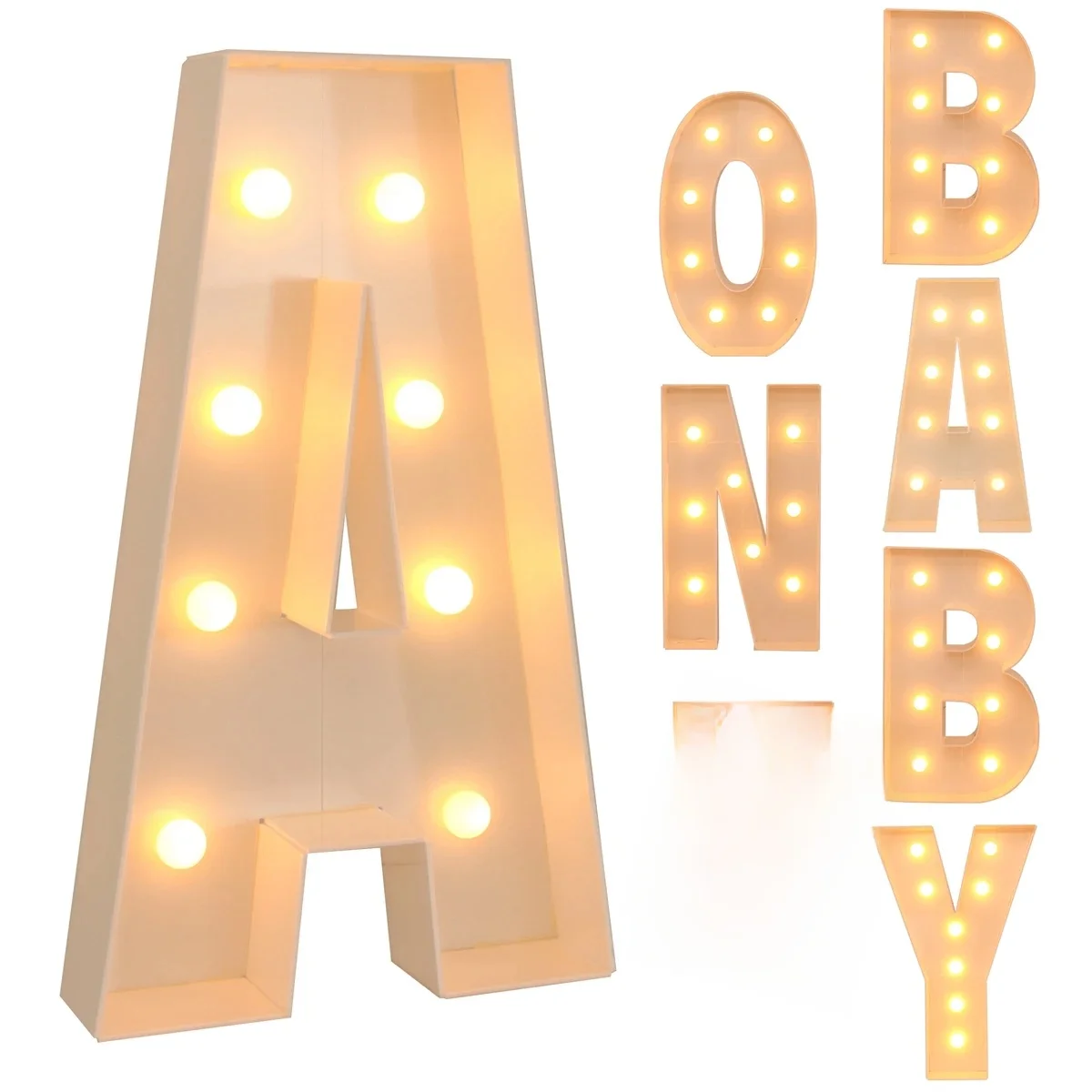 91,5 cm gigantische brief led-lichtframedoos babyshower 1e verjaardag bruiloft decor kerst doe-het-zelf naam ballonvuldoos - afbeelding 2