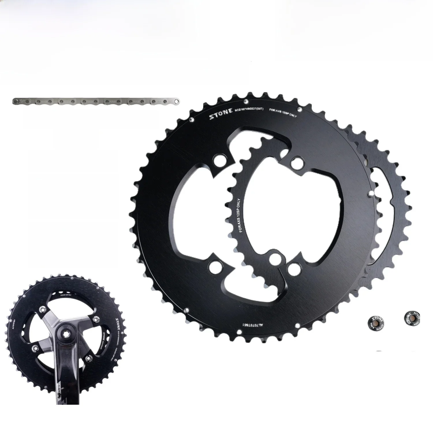 AliExpress blueteam STONE 107BCD DOUBLE Chainring MTB Road Bike 46-33T 48-35T 50-37T 52-39T  54-41T2X 107 bcd Chainwheel for Sram Rival AXS 12S