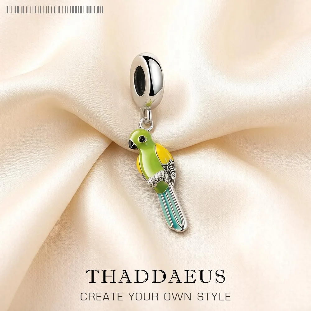 Pendentif oiseau en émail vert, breloque perroquet, en argent Sterling 925, bijoux à la mode pour femme, pull, cadeau, nouvelle collection