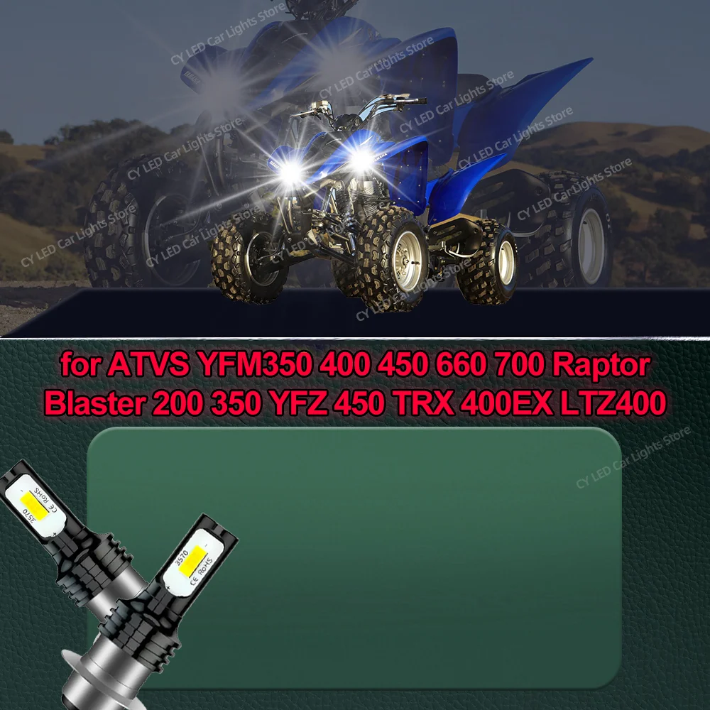

2Pcs Motorcycle Headlights LED Bulbs6000k CANbus for ATVS YFM350 400 450 660 700 Raptor Blaster 200 350 YFZ 450 TRX 400EX LTZ400
