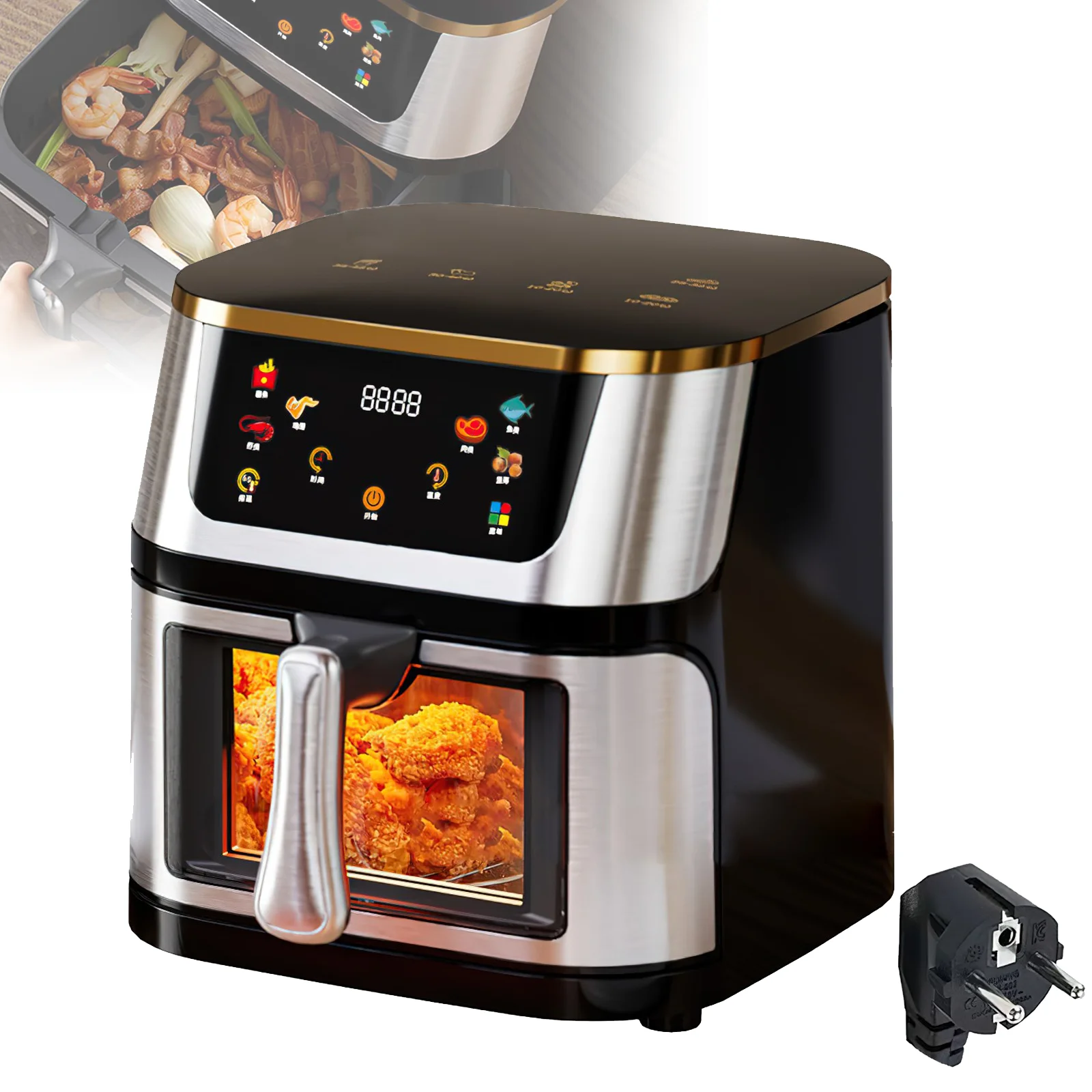 Friggitrice ad aria 12 litri di grande capacità, forno ad aria multifunzione, include 7 accessori, lavabile in lavastoviglie, touch screen a LED, 8 modalità predefinite