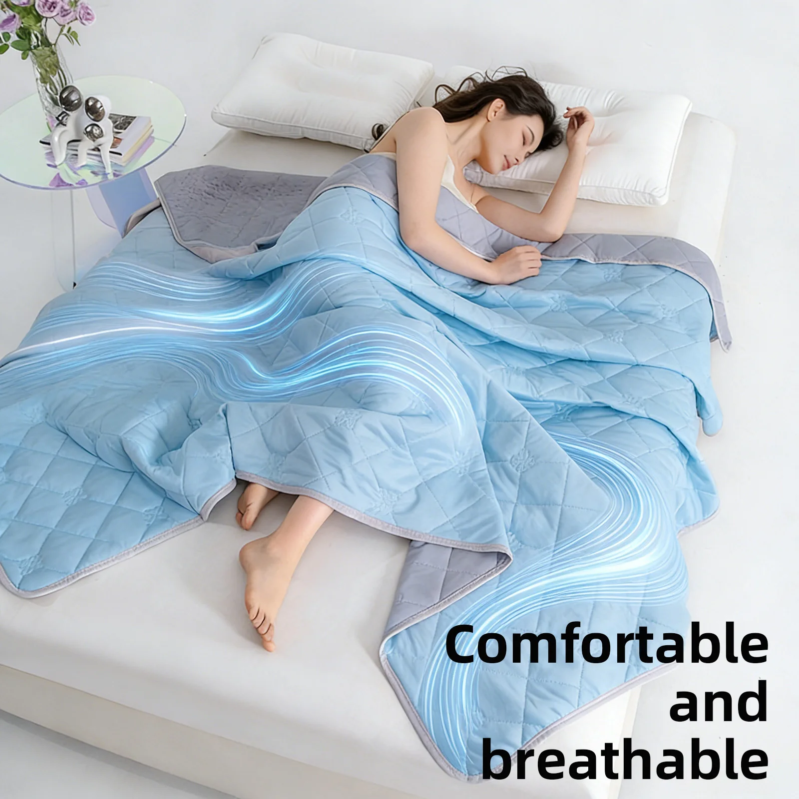 Manta Ligera y Suave para Personas que Sienten Calor al Dormir, Lavable a Máquina, para Cama o Sofá, Apta para Todas las Estaciones