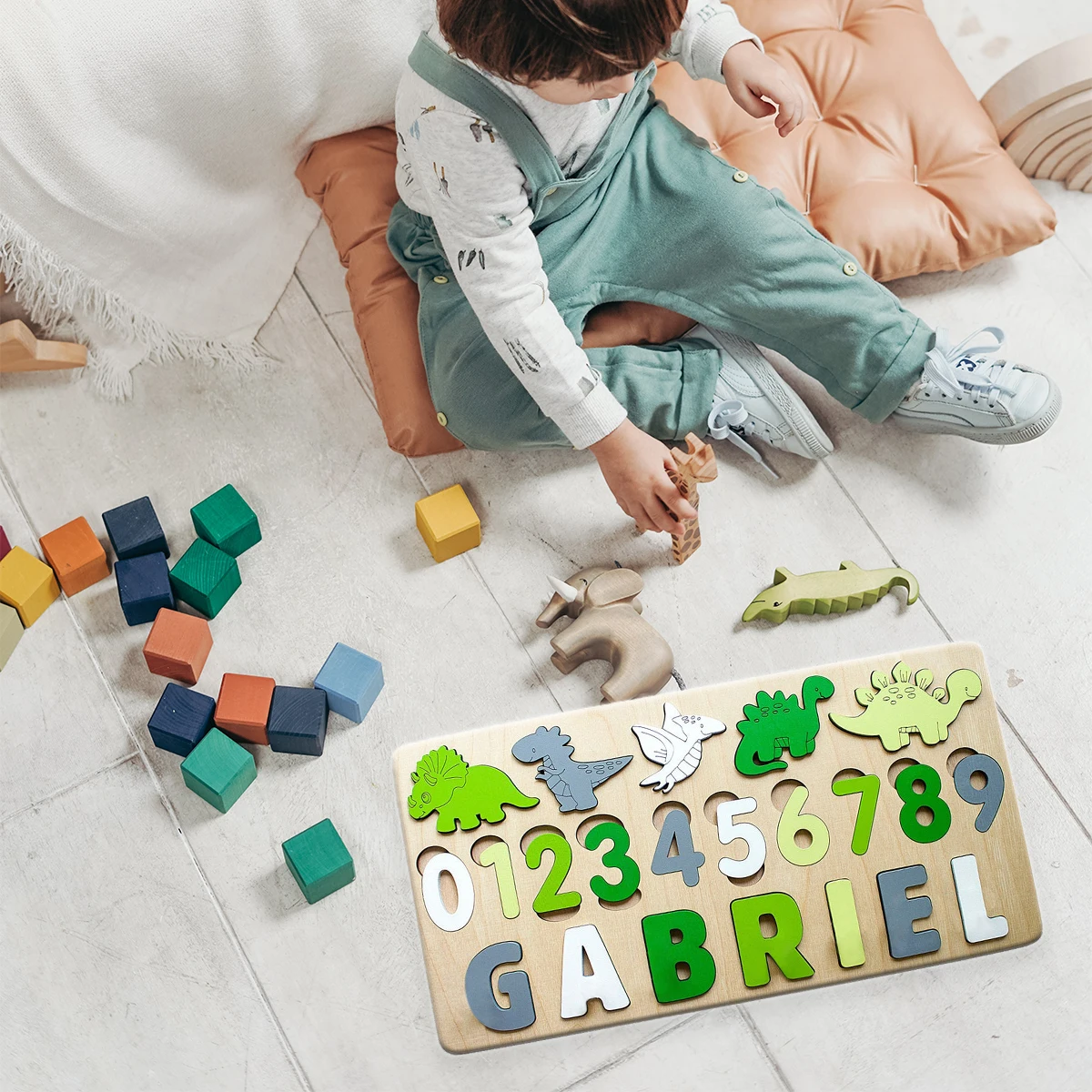 

Personalized Dinosaur Jigsaw Wooden Name Puzzles Craft Supplies For Kid Baby Name Sign Gifts for Toddler Toys