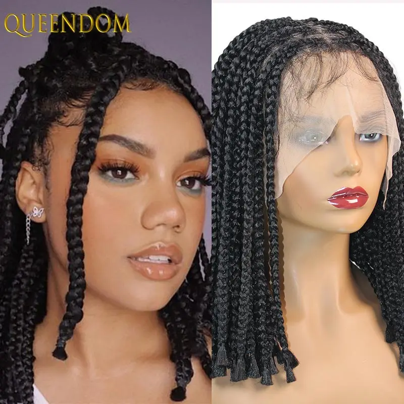 

Short Bob Braided Wigs Full Lace Wigs for Black Women Knotless Box Braids 360 Lace Front Wigs Cornrow Synthetic Wigs 10 Inch