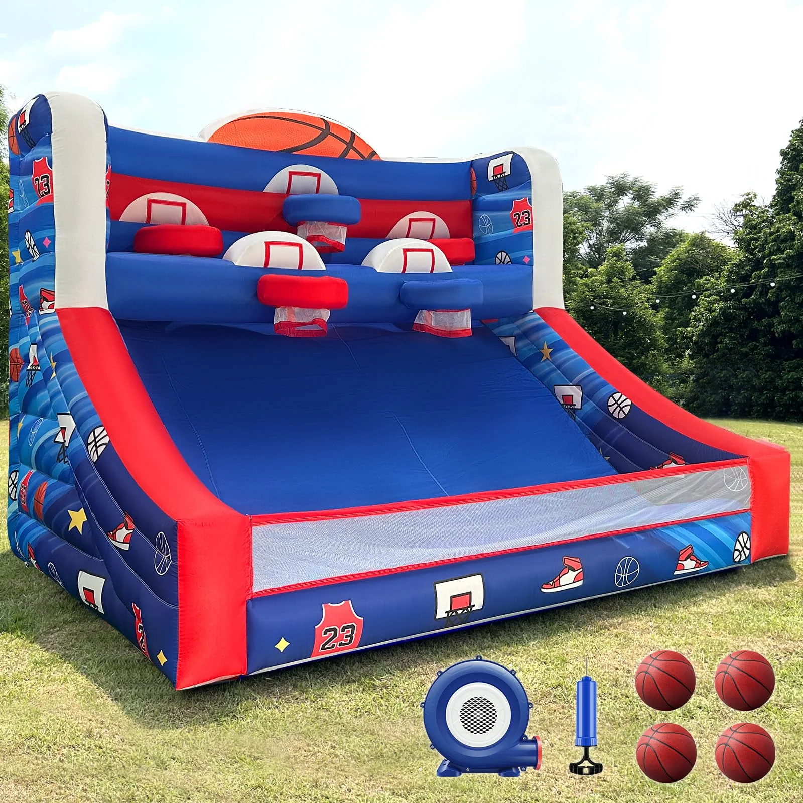 Inflatable Basketball Hoop Shot with Balls10ft Party Basketball Game with Blower Indoor/Outdoor Shot Basketball Interactive Game
