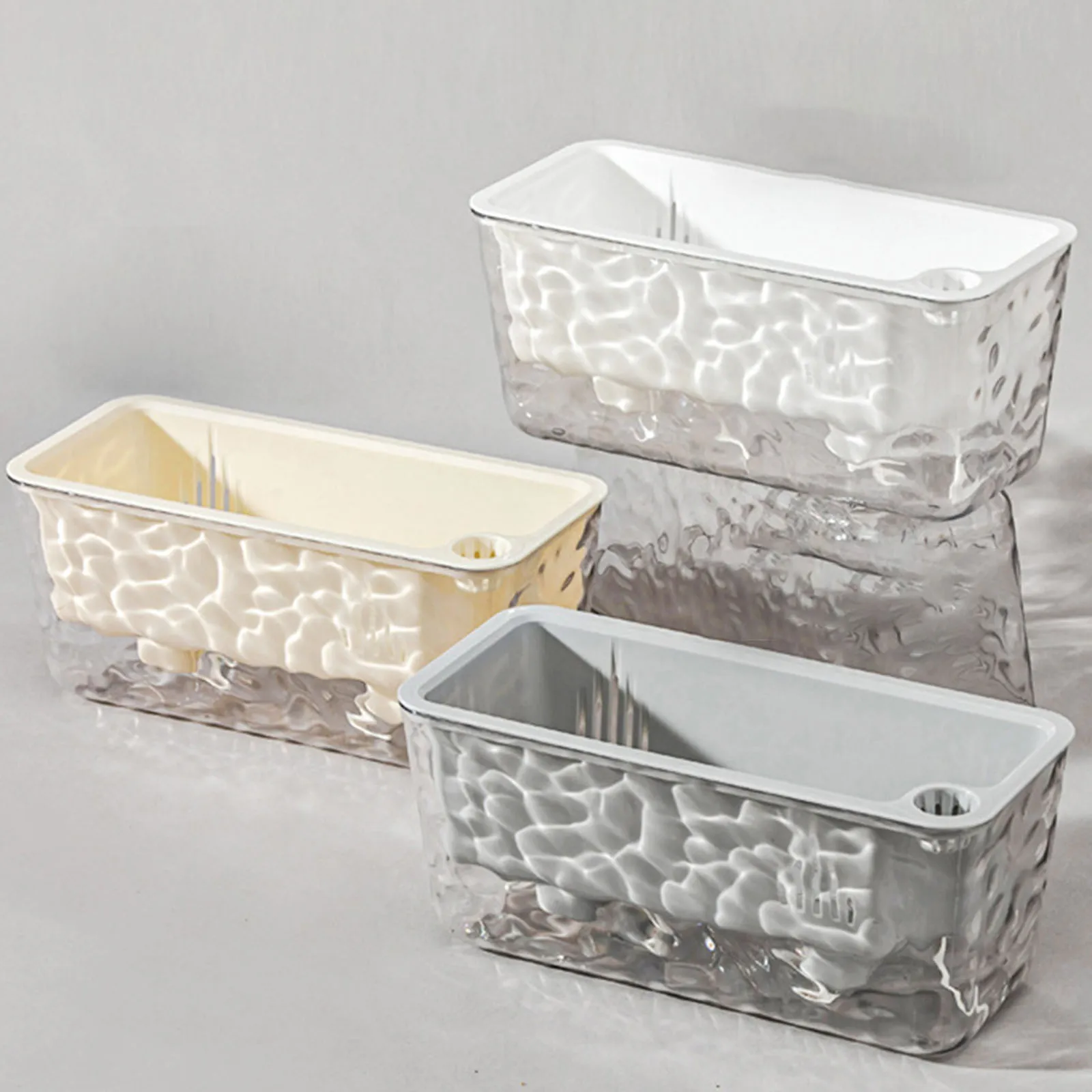 

Garden Plant Pot Rectangular Self Watering Planter Large Clear Flower Pot Decoration for Home Yard Windowsill Patio Sill Planter