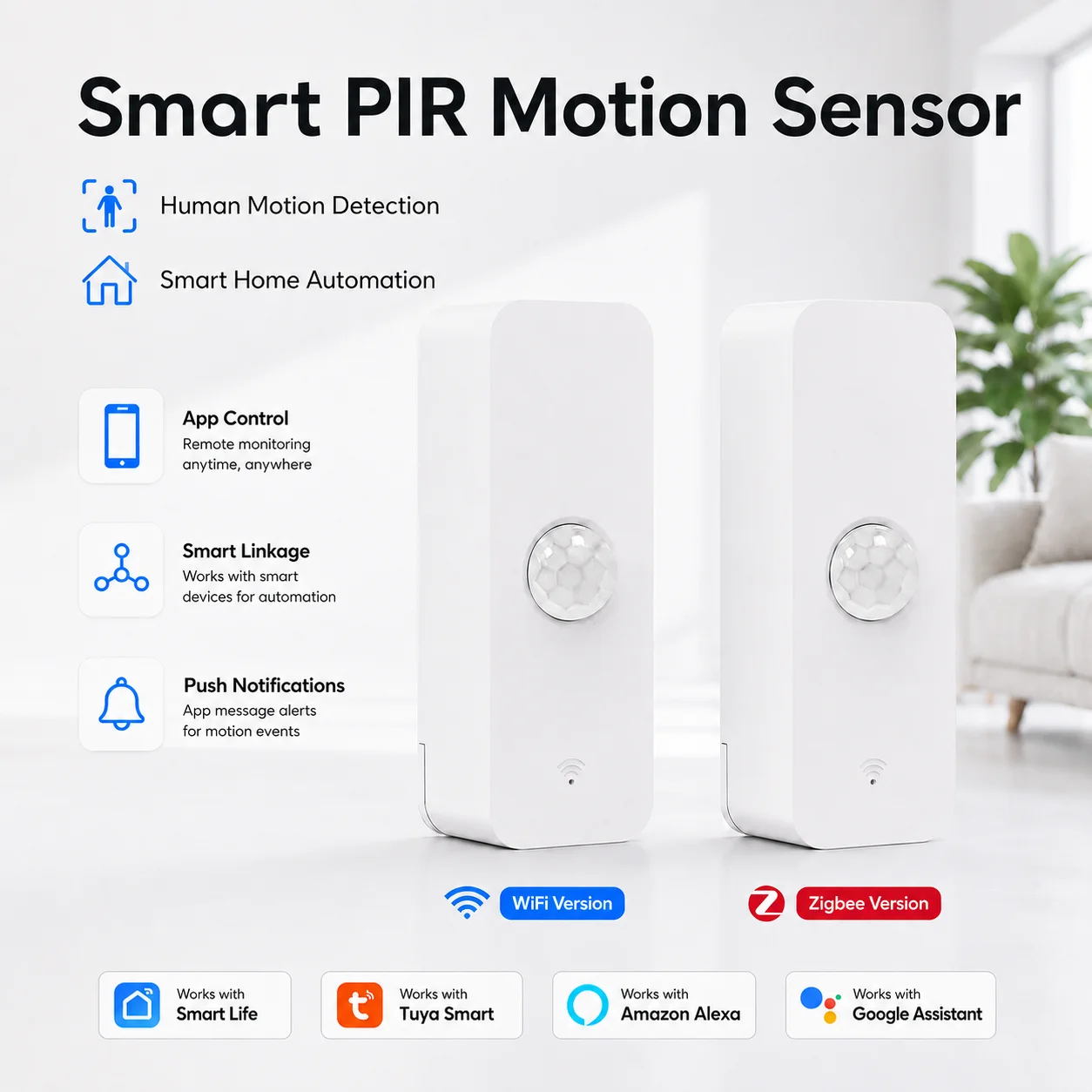 Smart Home Wiser - Tuya WiFi Zigbee PIR スマートモーションセンサー スマートホームセキュリティ検出器