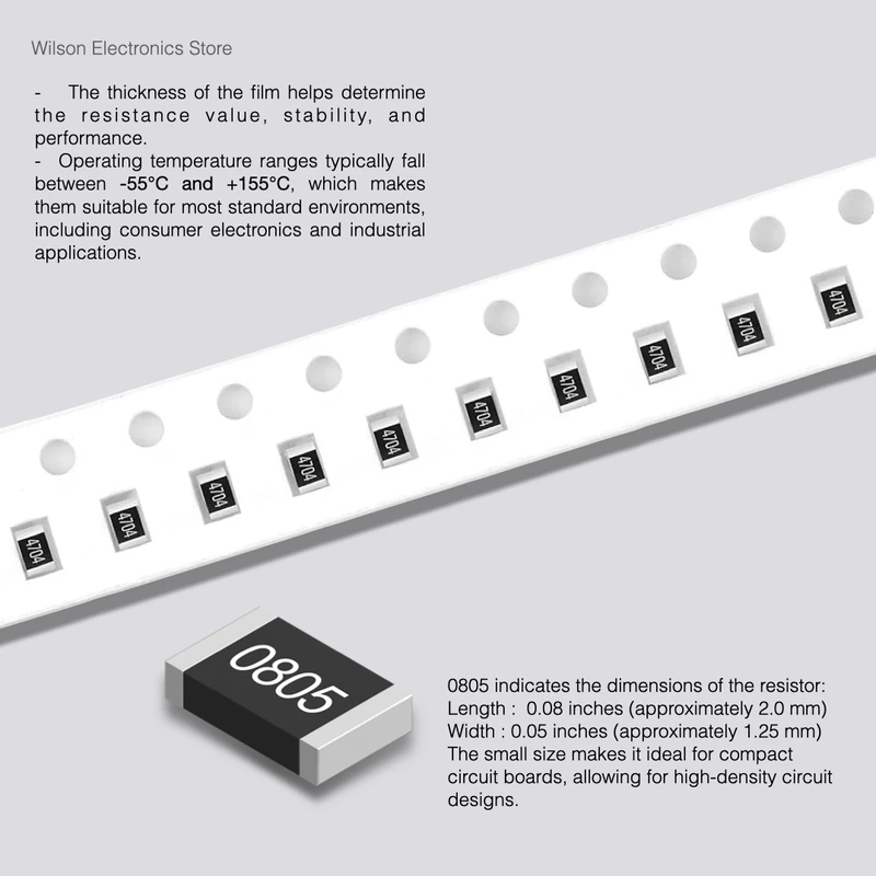 100 PZ/LOTTO 0805 Resistore Fisso Chip SMD con Tolleranza ±1% 4.3K 4.7K 5.1K 6.2K 6.8K 7.5K 8.2K Resistore a Film