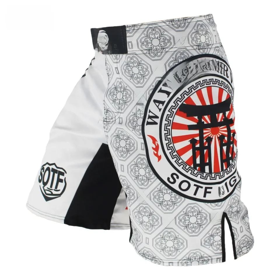 SOTF biały styl japoński drukuj dziki ryczy bitwa spodenki fitness mma spodenki walki Tiger Muay Thai odzież bokserska pretorian — zdjęcie 2