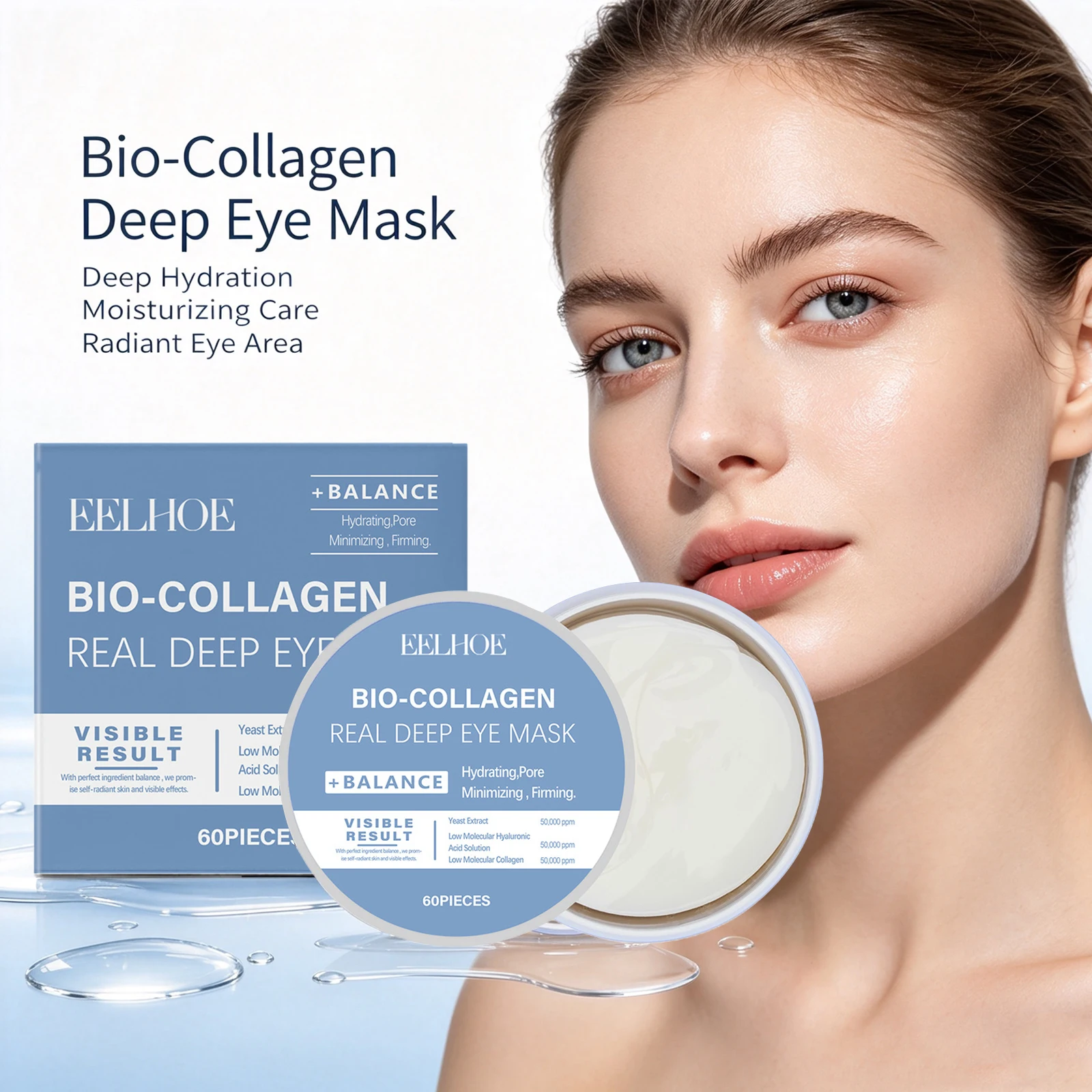 Bio-Collagen Eye Mask Deep Hydration Moisturizing Smooths Fine Lines Refresh Under Eye Area Revitalize Delicate Skin Firming Care Under Eye Patches
