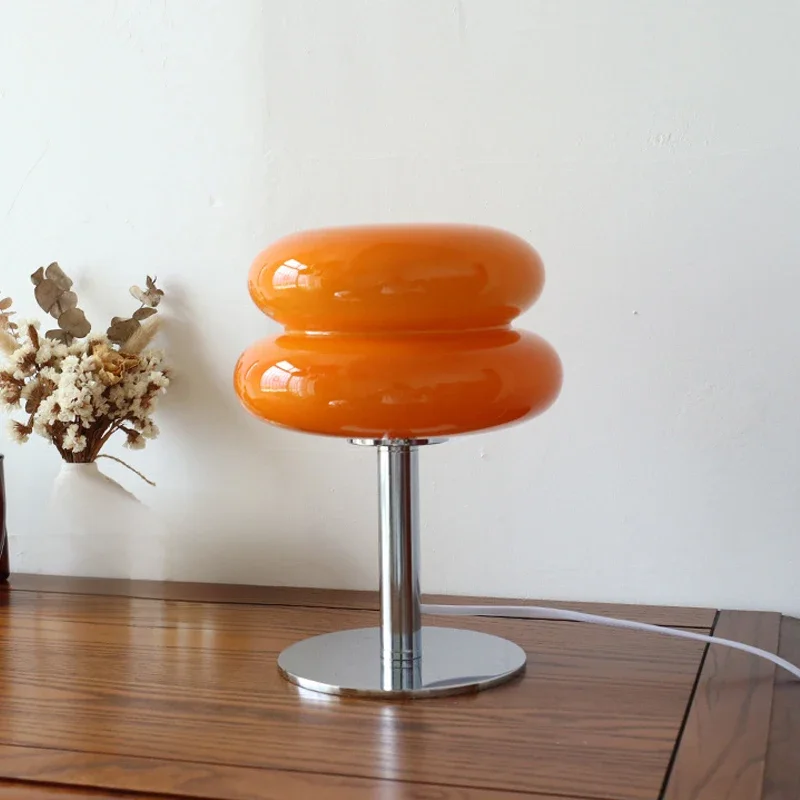 Macaron szklana lampa stołowa trichromatyczne przyciemnianie salon lampy nastrojowe ochrona oczu lampka nocna dziewczyna dekoracja nocna sypialni — zdjęcie 2