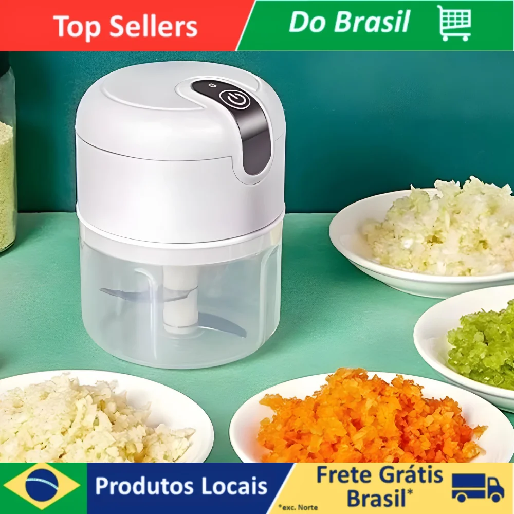 Mini Electric Portable Food Processor 3 Blades USB 250 ml Bivolt