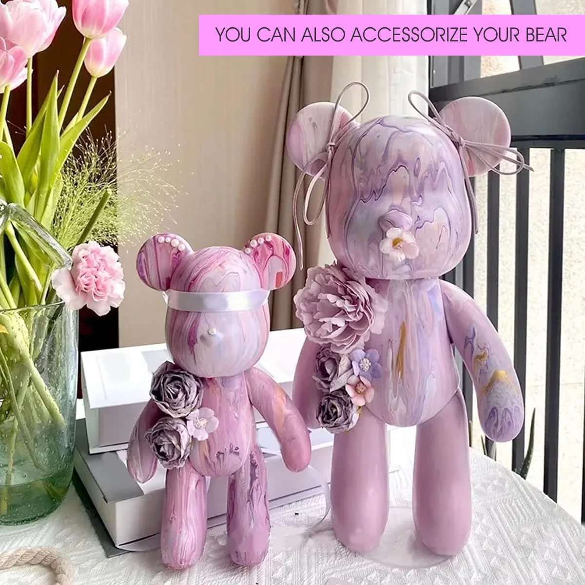 23cm DIY Fluid Bear Painting Kit Painting Kit Set Acrylic Paint Creative Home Decoration Handmade Doll Figurine Toy Gift for Kid