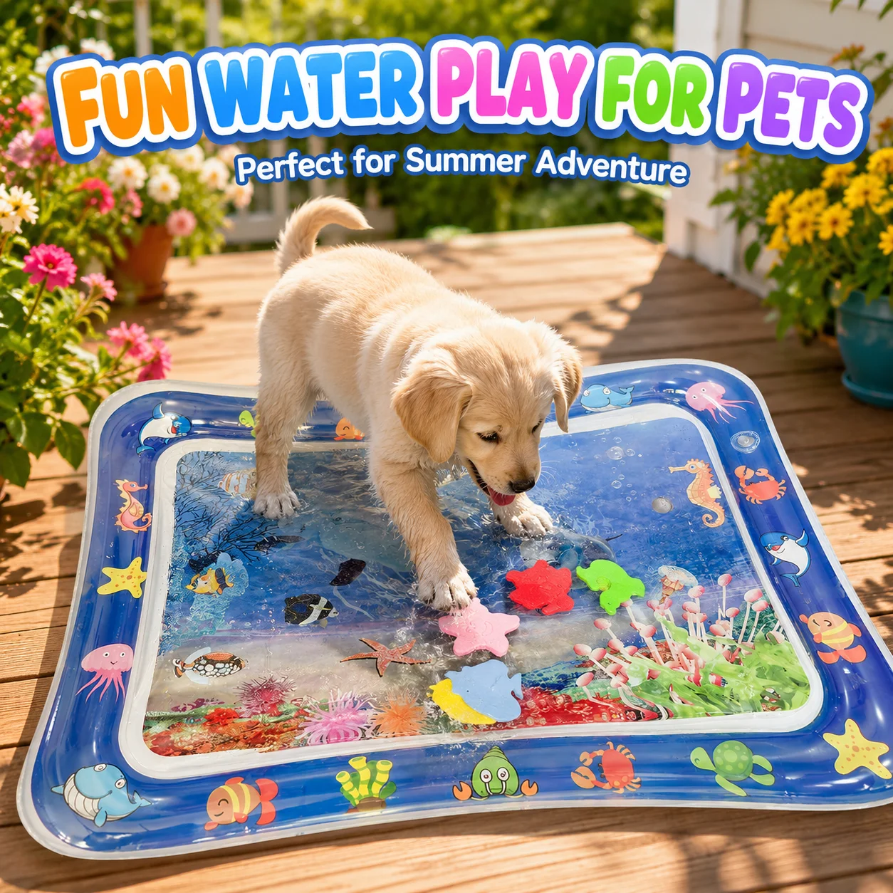1PC Pet Water Play Mat Interactive Cat Toy Inflatable Sensory Splash Mat for Cats Dogs Indoor Enrichment Exercise Training Toy
