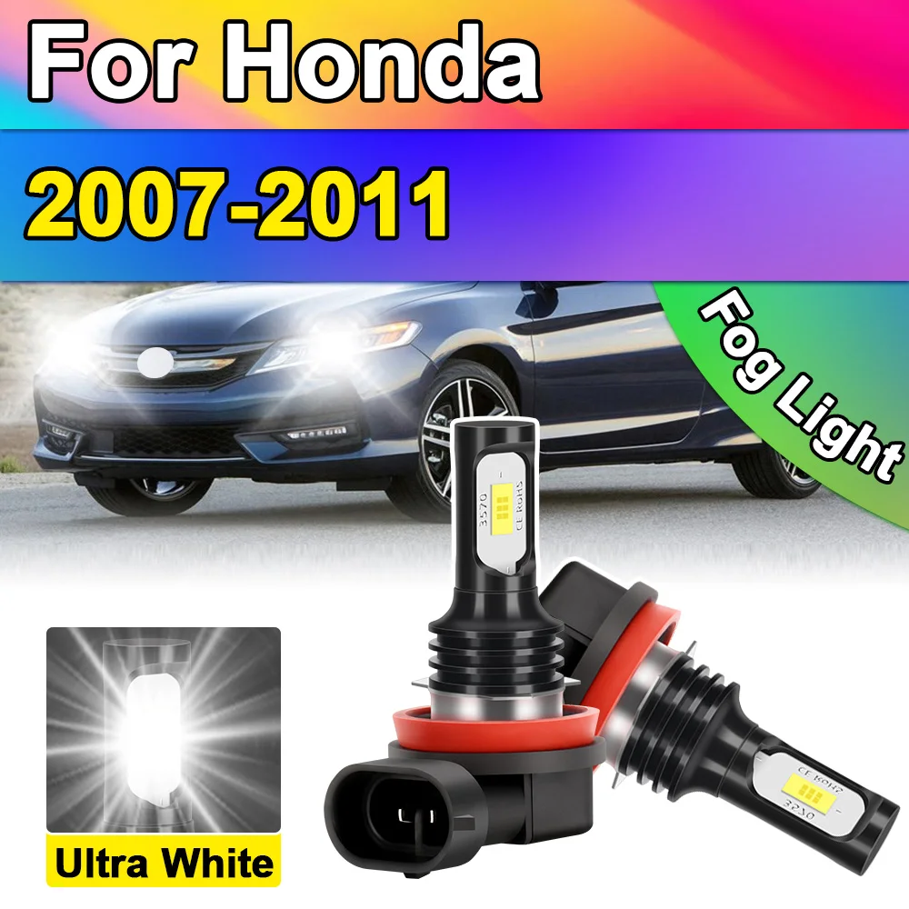 2PCS 26000LM H8 H9 H11 Plug and Play Car Fog Light For Honda 2007 2008 2009 2010 2011 80W 3750CSP Chips LED