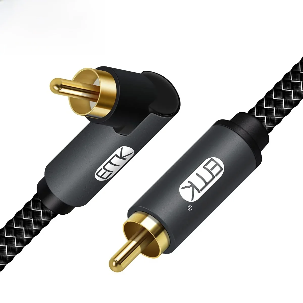 EMK câble de caisson de basses Audio RCA 90 degrés câble Audio mâle à mâle câble Audio RCA à Angle droit plaqué or pour Home cinéma DVD TV