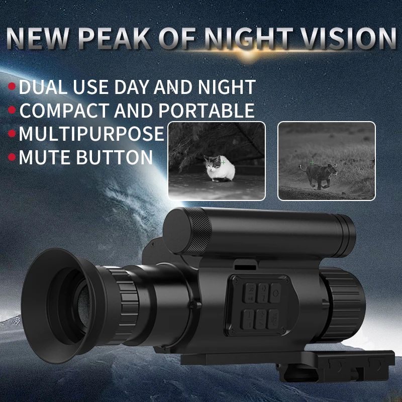 

NV075 Monocular Night Vision Scope Device Infrared 1080P HD Cross Adjustable 940nm Digital Hunting Telescope Photo Video Record