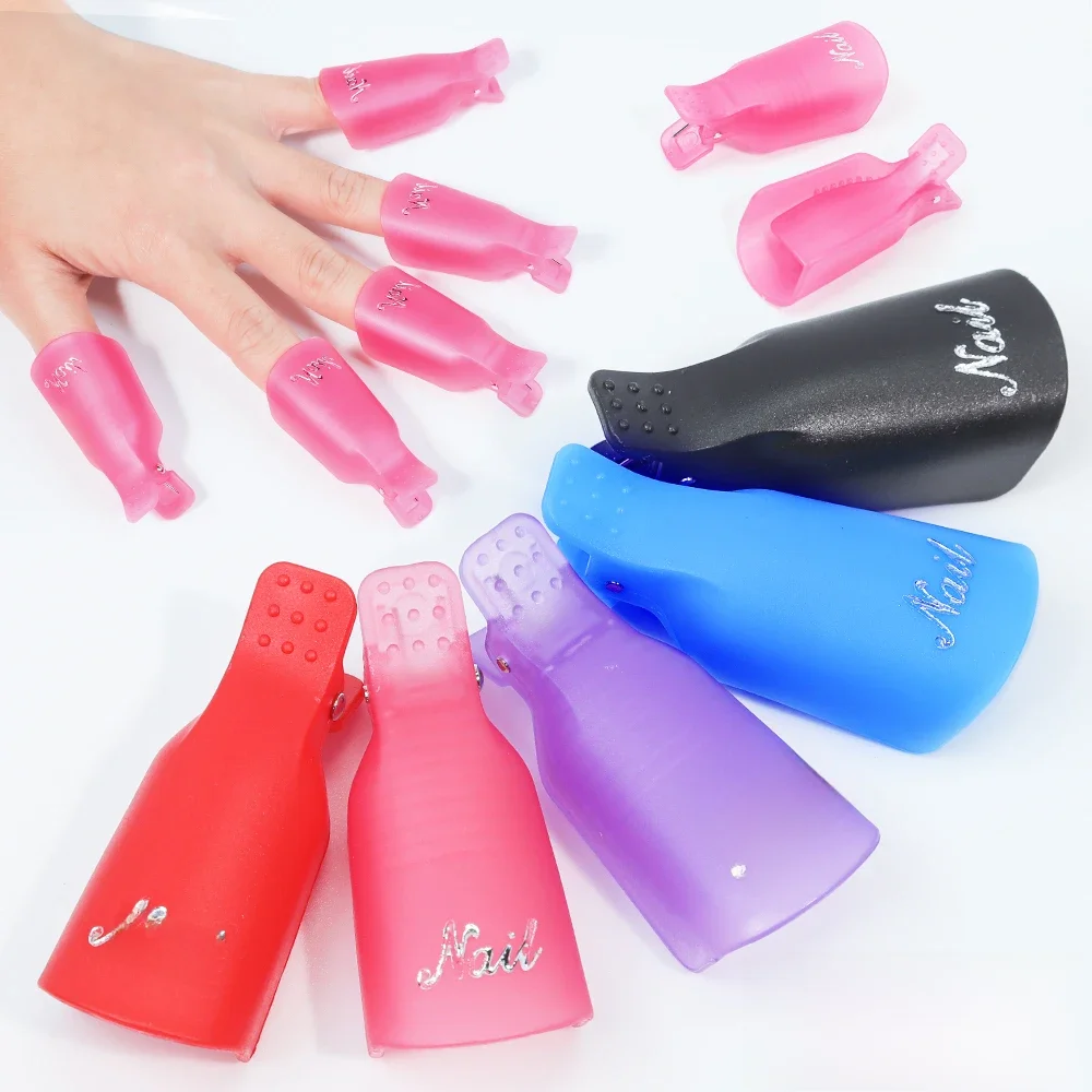 10 pièces Nail Art tremper le capuchon Clip pour ongles UV Gel dissolvant de vernis enveloppes dissolvant de vernis Clips manucure nettoyant dégraissant outils d'art