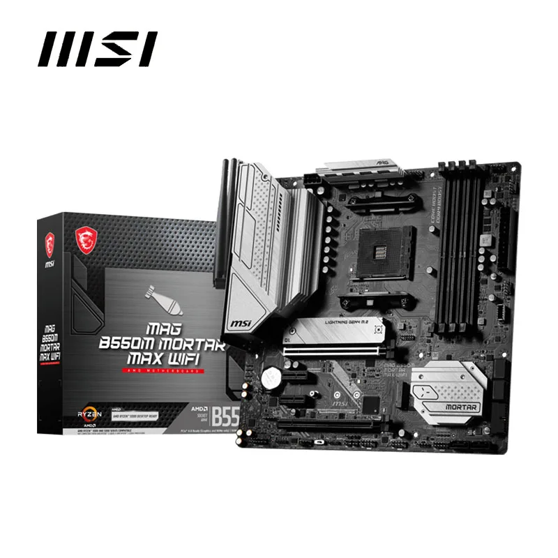 MSI MAG B550M MORTAR MAX WIFI New Micro-ATX AMD B550 DDR4 4400(OC) MHz M.2 SATA3 USB3.2 128G best support RYZEN Socket AM4