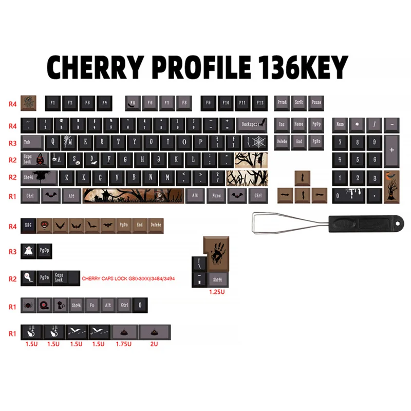 

Personalized 136 Keys/Set PBT Dye Subbed Ghost Space Keycaps Cherry Profile For Mx Switch Mechanical Keyboard