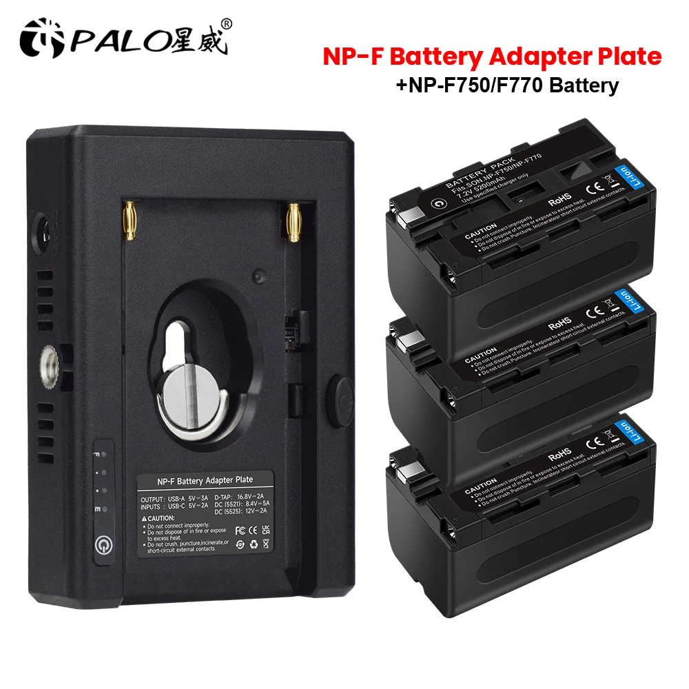 

NP-F Battery Adapter Plate Type-C Charging Port DC12V DC8.4V USB-A D-TAP Output for Sony NP-F Battery+NP-F750 NP-F770 Battery ﻿