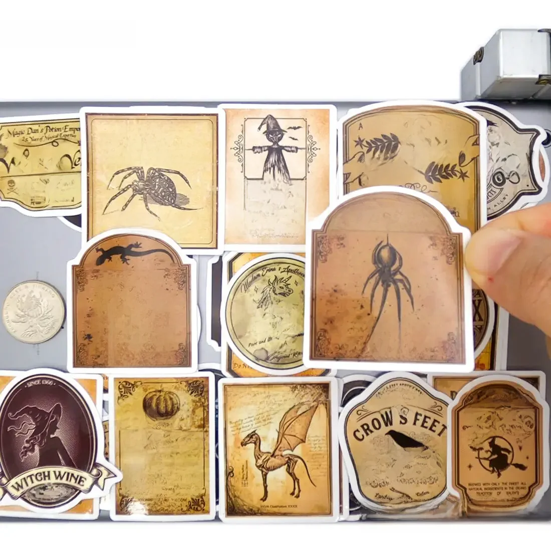 AliExpress HOTEMPO 20/30/50PCS Magic Potion Tag Stickers Halloween Style Retro Alchemy Decals for Bottle Luggage Car Bike Laptop Phone Sticker Toys