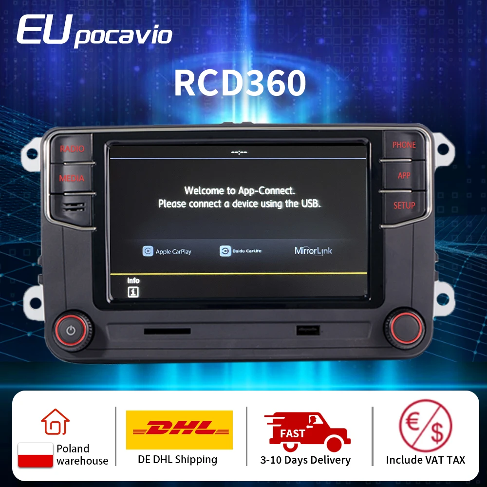 DS RCD360 Carplay Car Radio MIB Headunit for VW PQ After 2010 Golf 5 6 Passat B6 B7 Polo Jetta MK5 6 Eos Bettle Stereo 17G035280