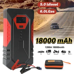 Nowy 1200A samochód Jump Start 18000mAh Power Bank oleju napędowego ładowarka samochodowa Start dla wzmacniacz akumulatora samochodowego do uruchomienia samochodu