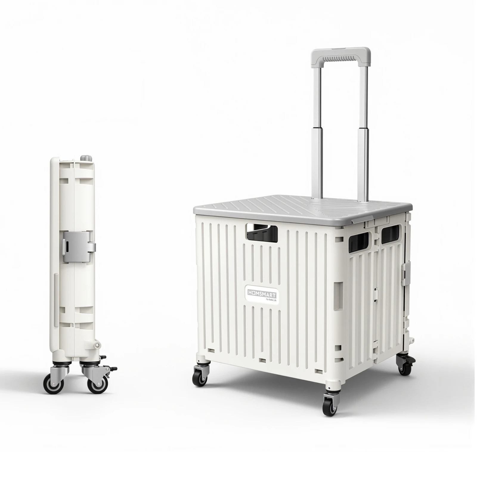 

Viviendo Foldable 65L Rolling Shopping Cart, White